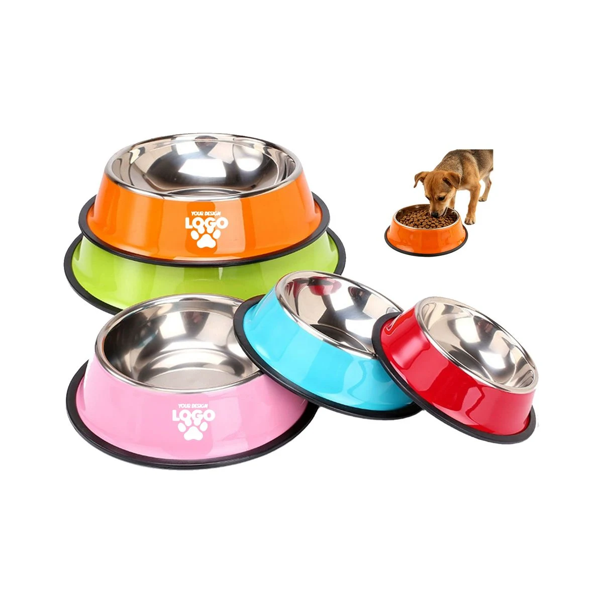 Rust-Resistant Stainless Steel Dog Bowl with Anti-Slip Rubber Base 1