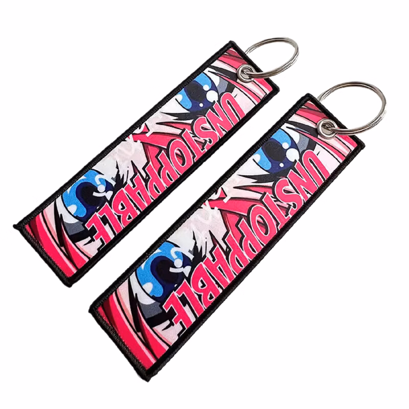 Full Color Fabric Keychain with Metal Ring