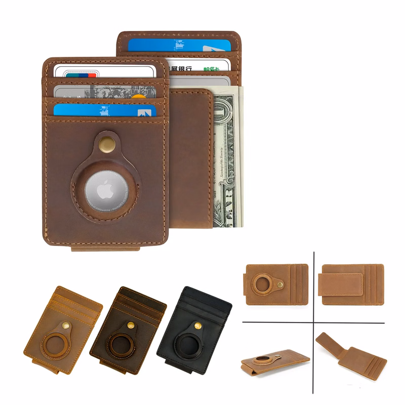 Genuine Leather Wallet With Airtag Holder