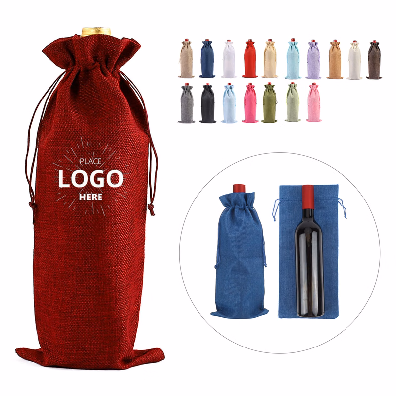 Premium Holiday Drawstring Wine Bag