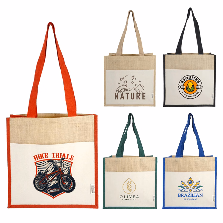 Miami Recycled Cotton Front Pocket Jute Tote