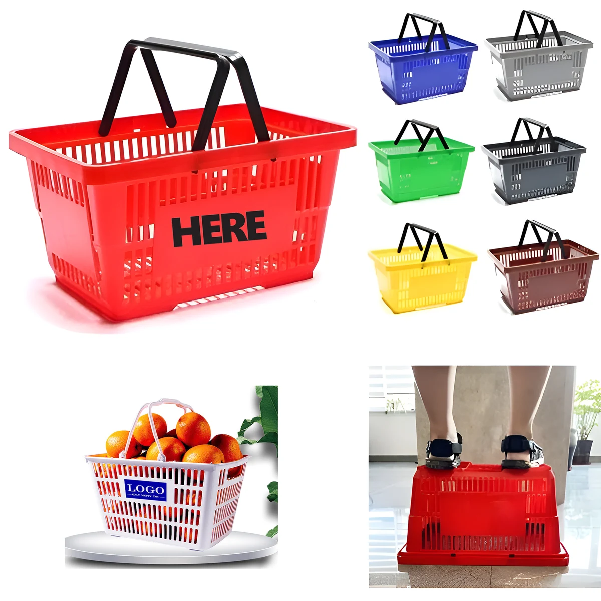 2 Handle Plastic Shopping Basket 1