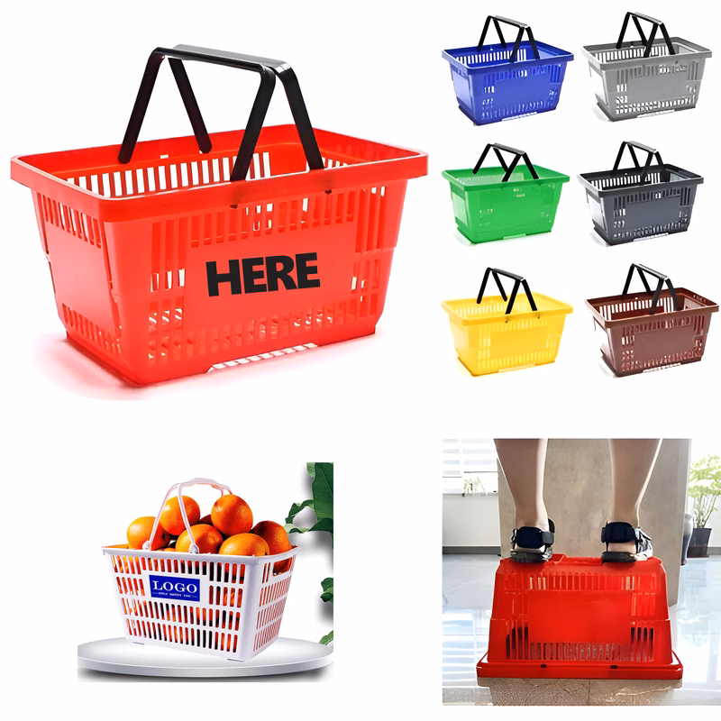 2 Handle Plastic Shopping Basket