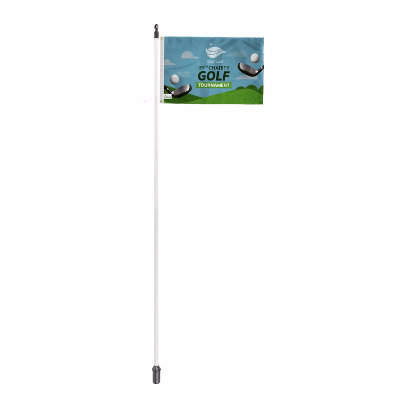 14"x20" Golf Flag with 6' White Fiberglass Pole