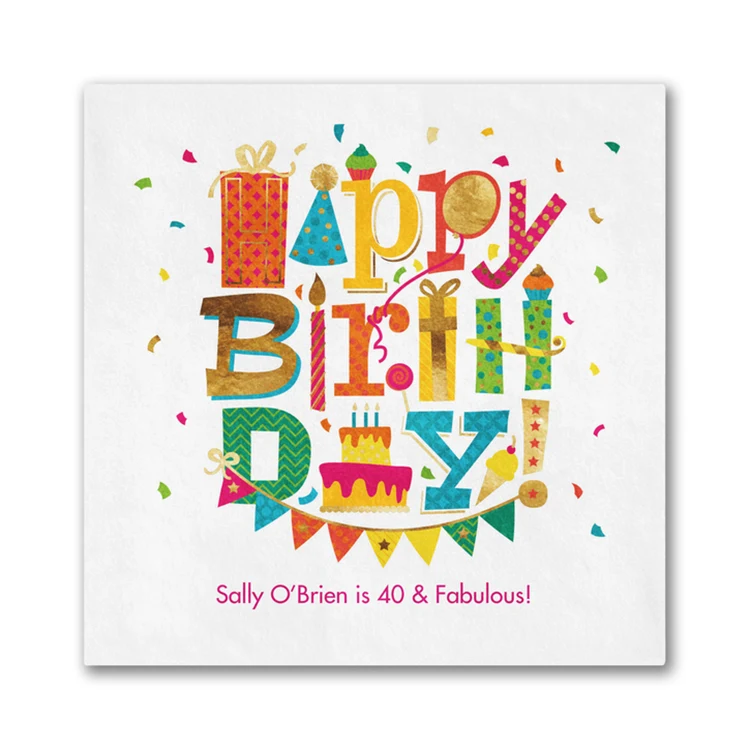 Festive Birthday Beverage Ooh La Color Napkin 1