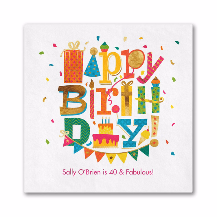 Festive Birthday Beverage Ooh La Color Napkin