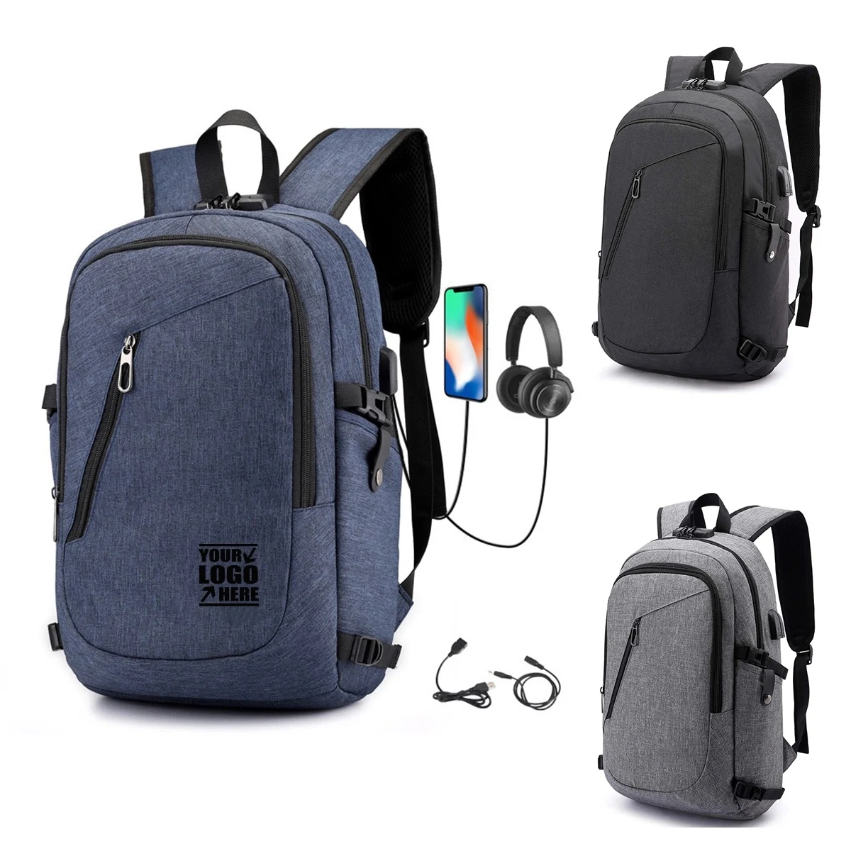 Travel Anti-Theft Laptop Backpack with USB Charging Port 1
