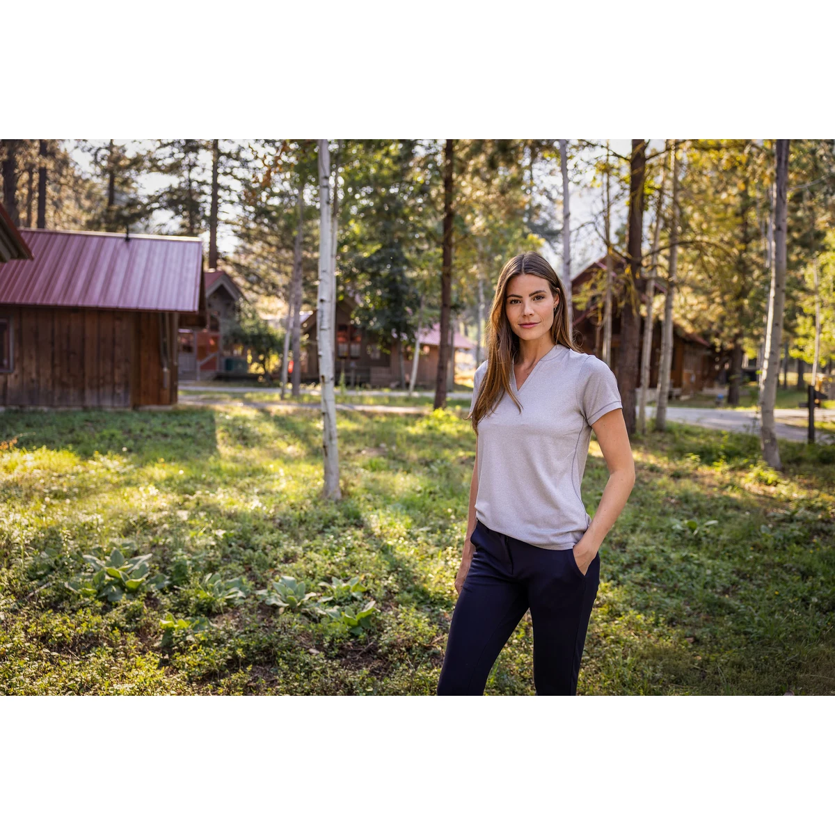 Cutter & Buck Forge Recycled Four-Way Stretch Heathered Womens Blade Top 1