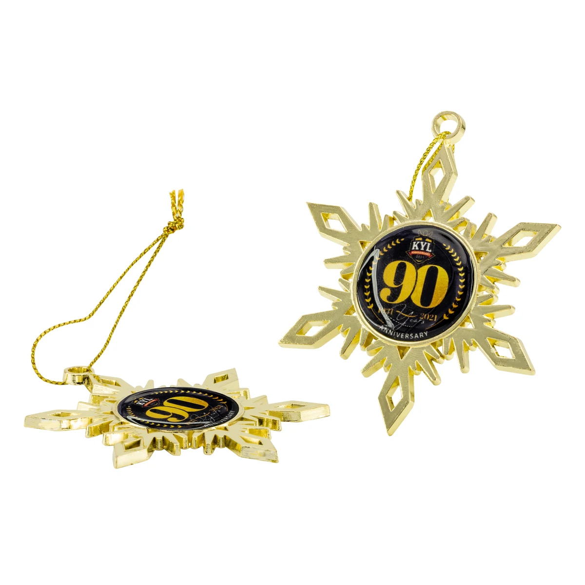 Gold Snowflake Holiday Ornament (2-Sided) 1