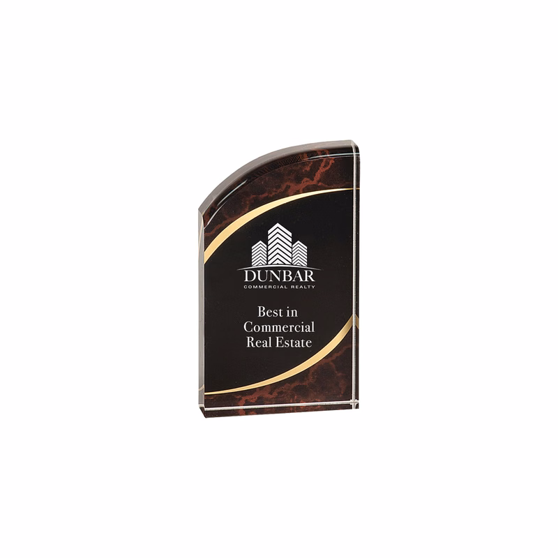 3" x 6" Red Marble Rounded Acrylic Award