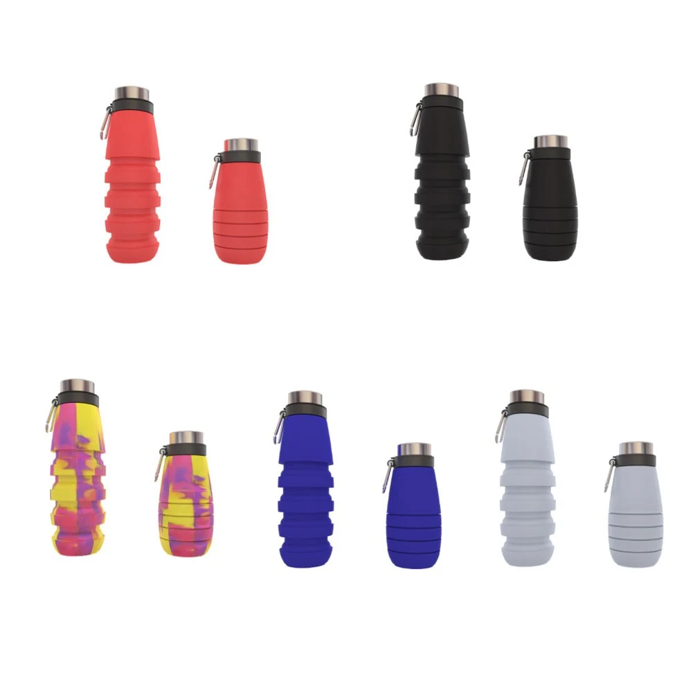 500Ml Collapsible Silicone Water Bottles With Carabiner 1