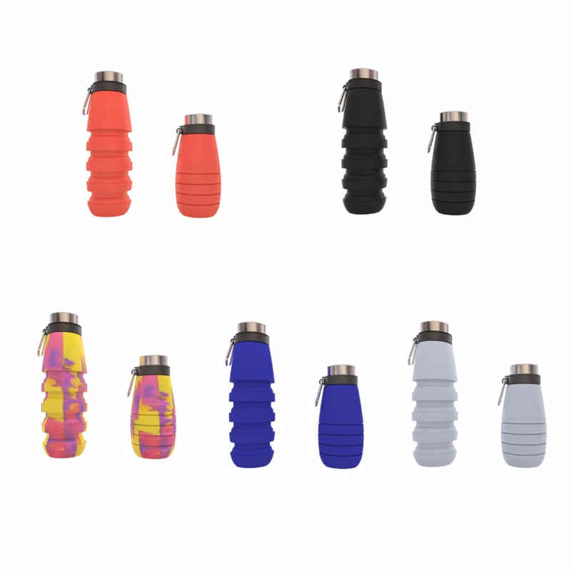 500Ml Collapsible Silicone Water Bottles With Carabiner