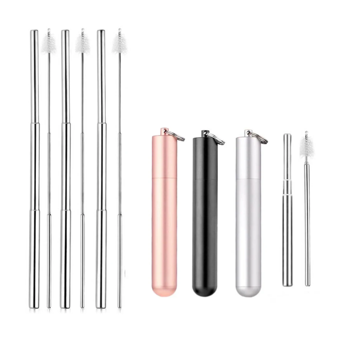 Folding Stainless Steel Straw Set 1