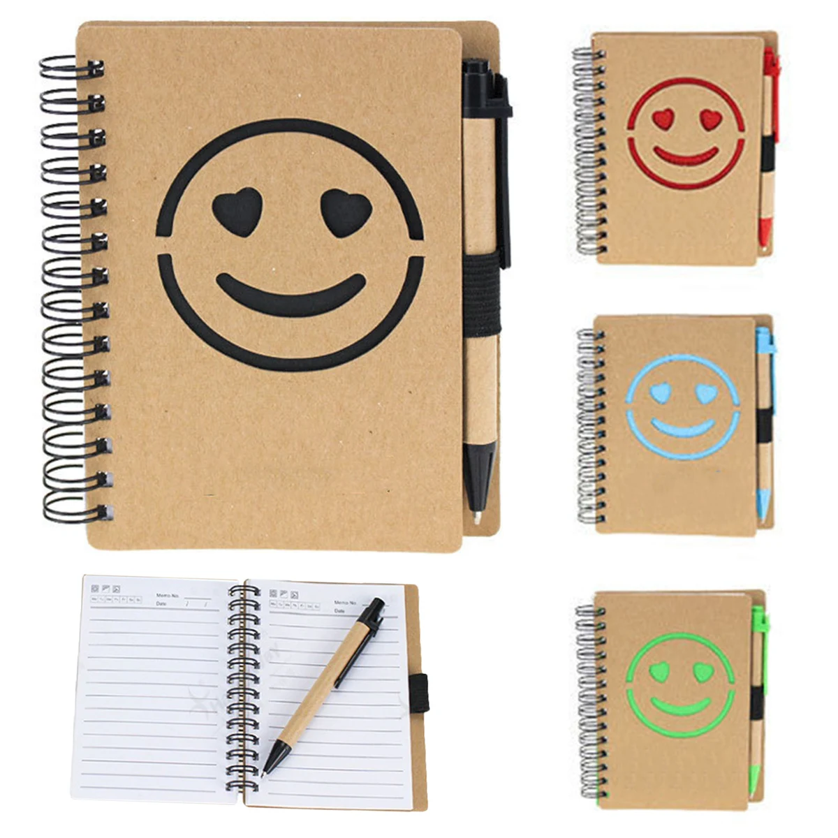 Eco-Friendly Smiley Notepad with Pen – Custom Logo 1