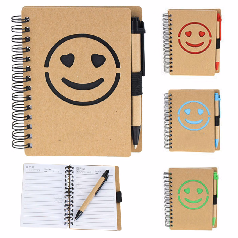 Eco-Friendly Smiley Notepad with Pen – Custom Logo