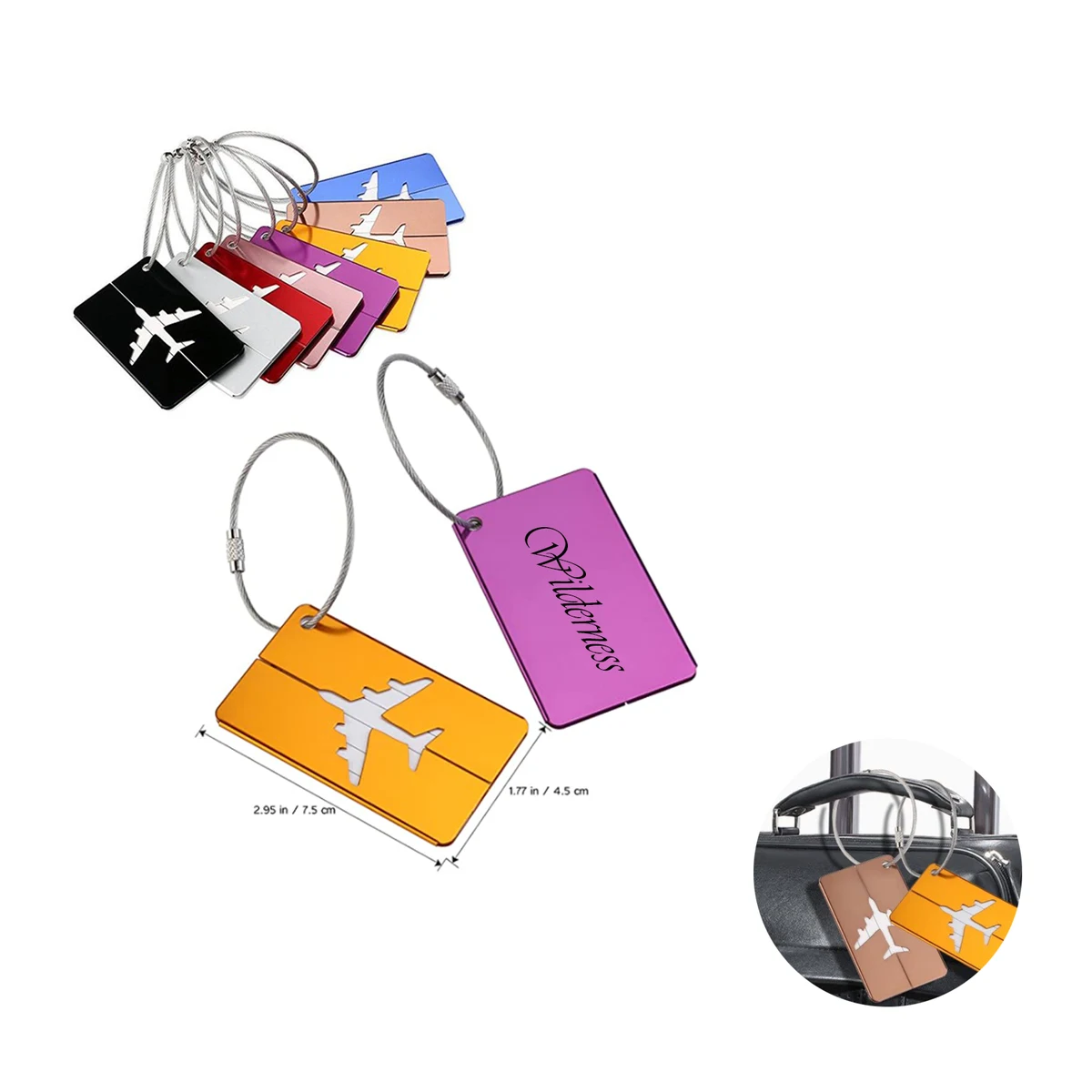 Aluminum Airplane Pattern Tag for Travel Suitcase 1