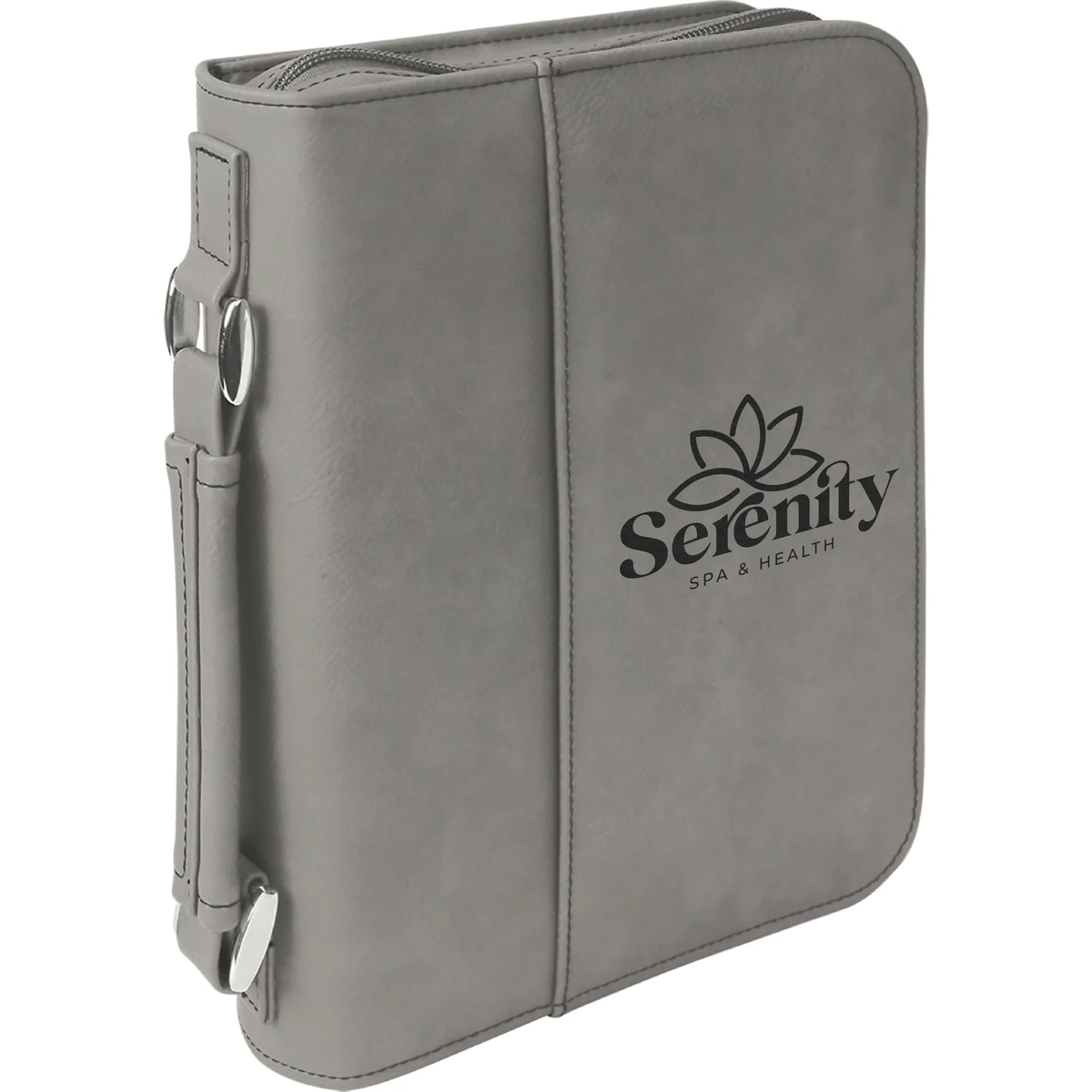 6" x 9" Gray Leatherette Book/Bible Cover with Handle & Zipper 1