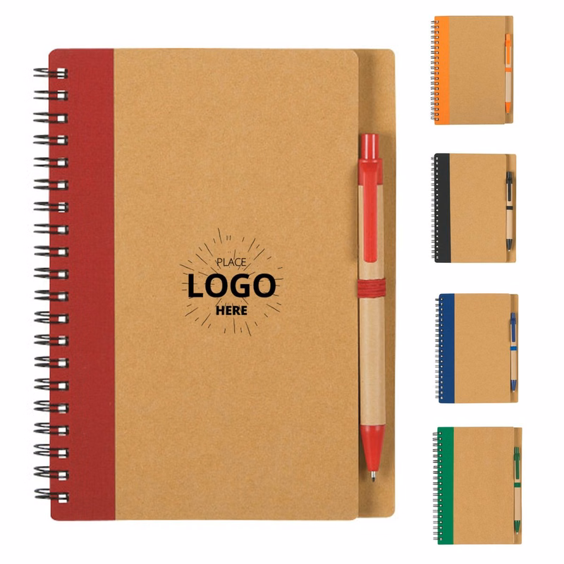 Spiral Steno Books Kraft Paper Cover Notebook with Pen
