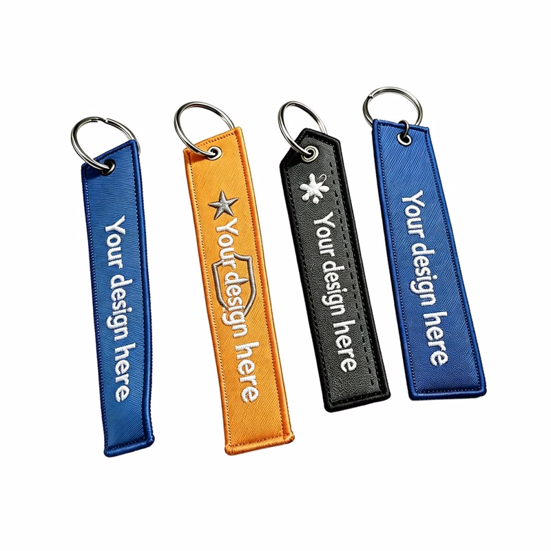 Custom Woven Embroidery Key Tag Lanyard