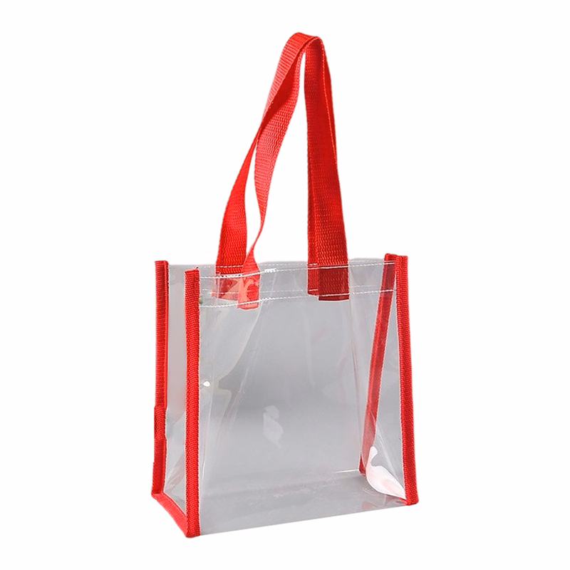 Vinyl Clear Tote Bag With Colored Shoulder Straps