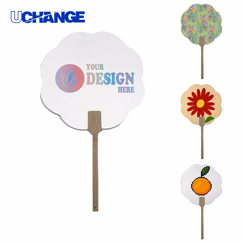 Eco-Friendly Paper Hand Fan with Wood Handle