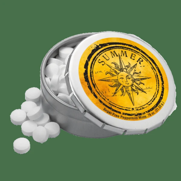 2 1/8" Large Round Push Tin with Mints 1