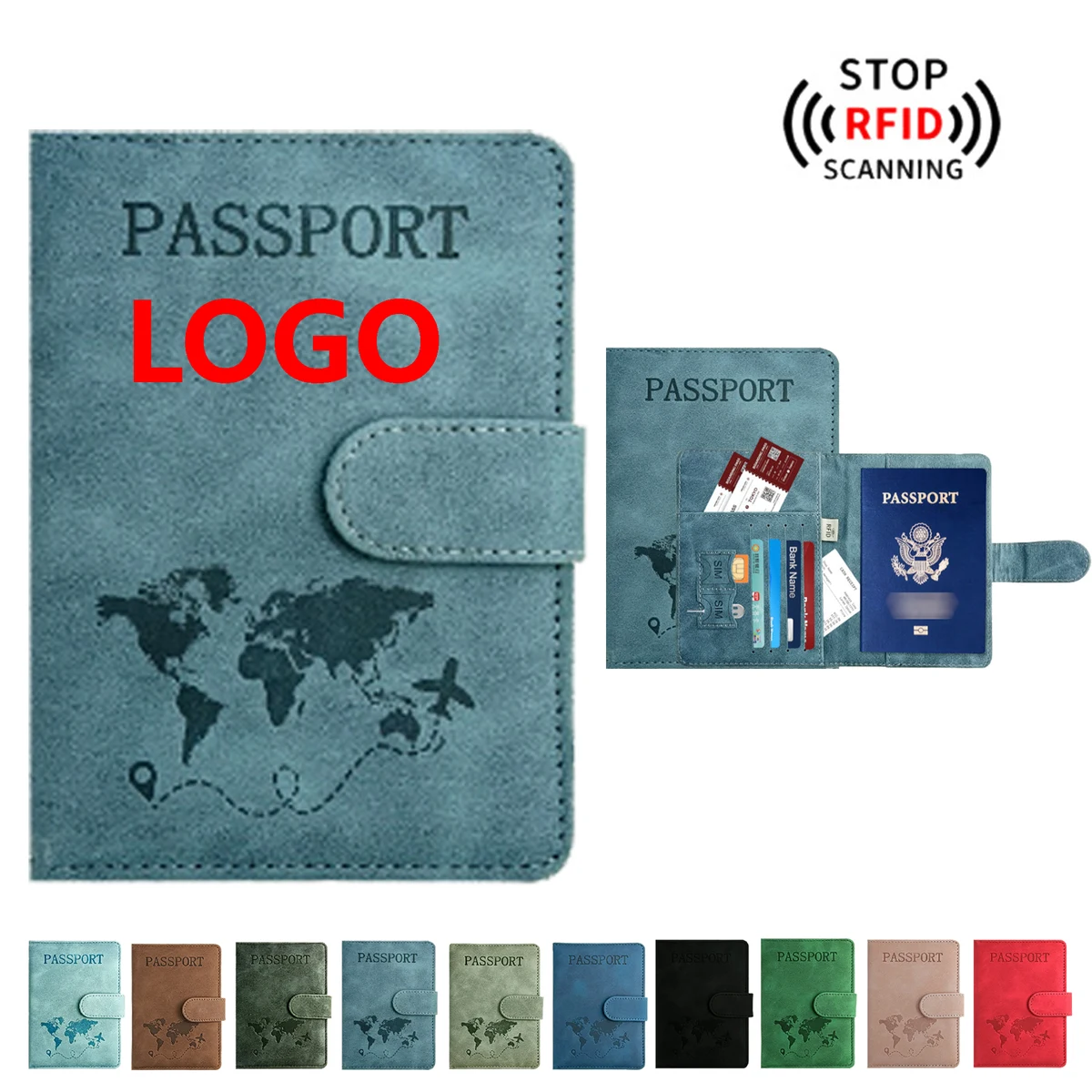 RFID-Blocking Leather Passport Holder with SIM Card Slots - Travel Organizer with Secure Suction Fa 1