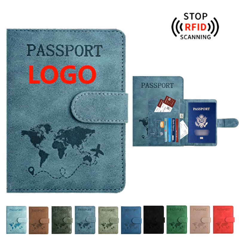 RFID-Blocking Leather Passport Holder with SIM Card Slots - Travel Organizer with Secure Suction Fa