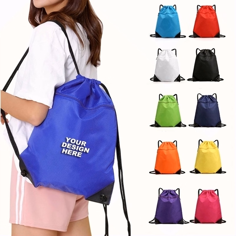 Drawstring Bag With A Front Zipper Pocket