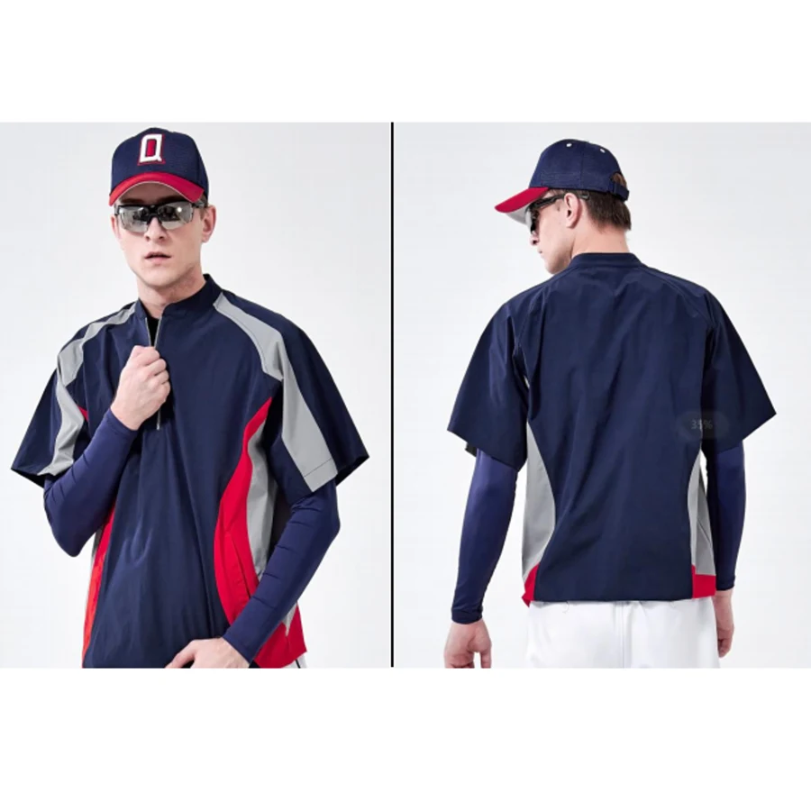 Premium Short Sleeve Quarter Zip Woven Satin Baseball 1