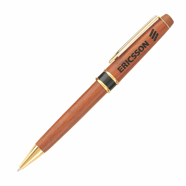 Woodland Genuine Rosewood Ballpoint Pen w/ Gold & Black Trim