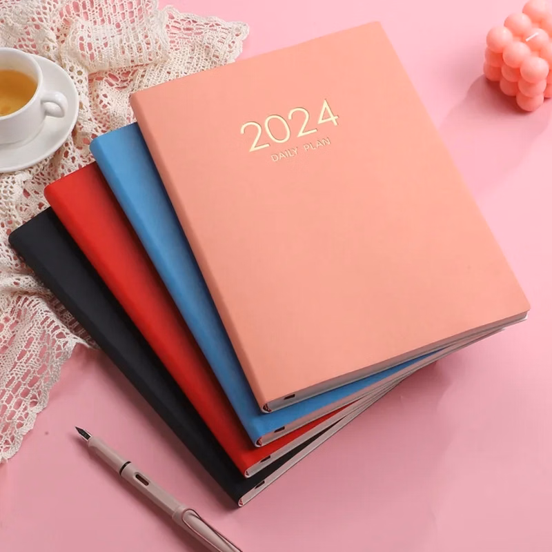 A4 Lined Daily 2025 PU Journal Planner Notebook Thick Page