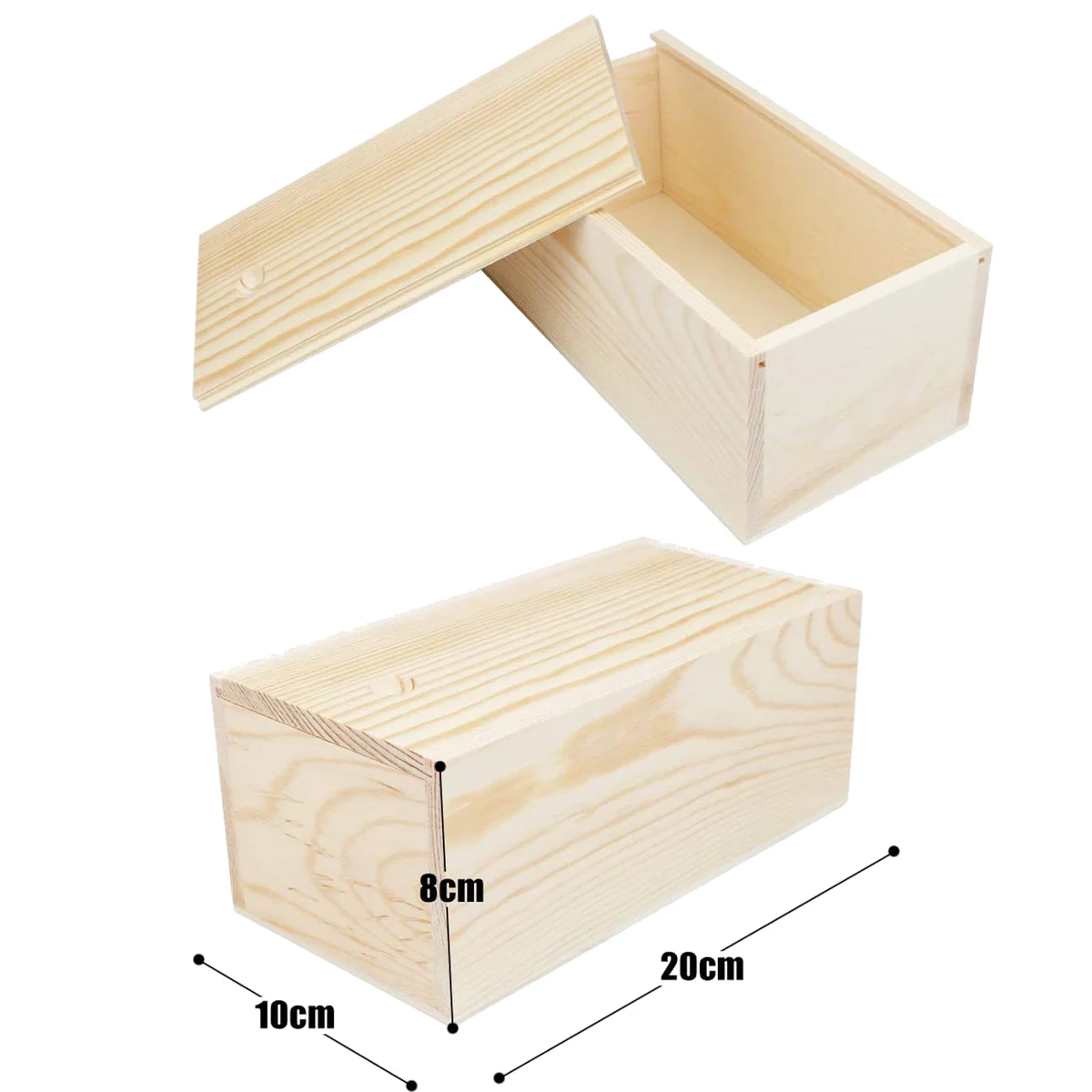 7.87 x 3.94 x 3.15 Inches Unfinished Wood Storage Box 1