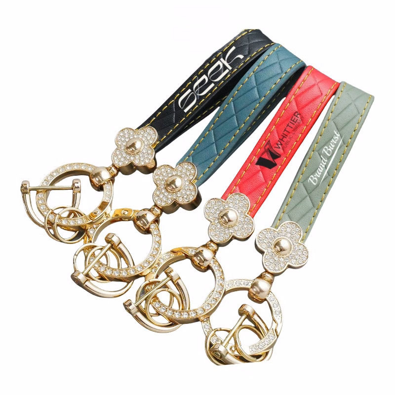 Rhinestone Four Leaf Clover Keychain