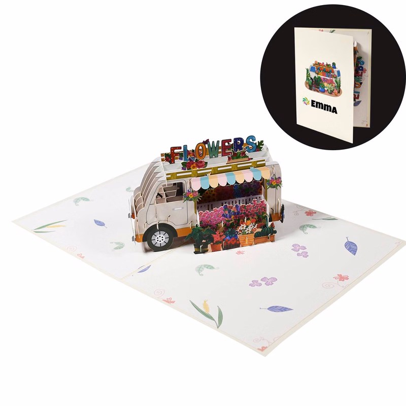 3D Pop-up Flower Truck Card – Birthday & Holiday Gift
