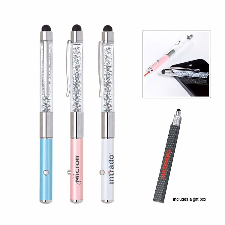 Crystal Stylus Metal Pen with Laser Pointer