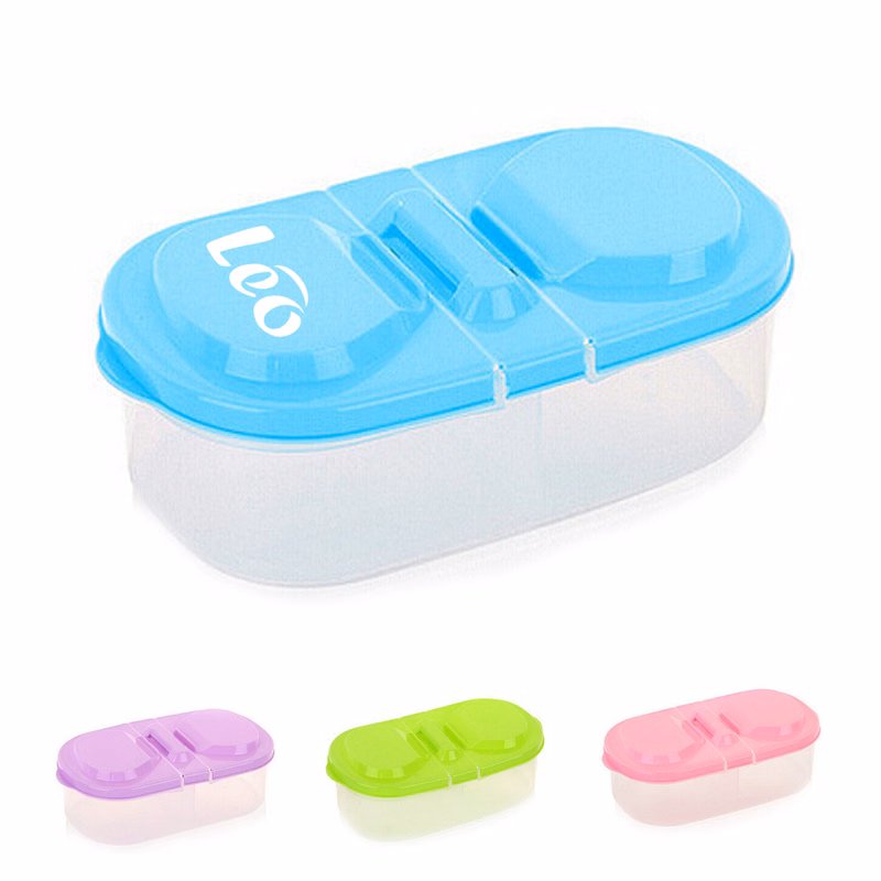 Double Compartment Covered Plastic Food Storage Box