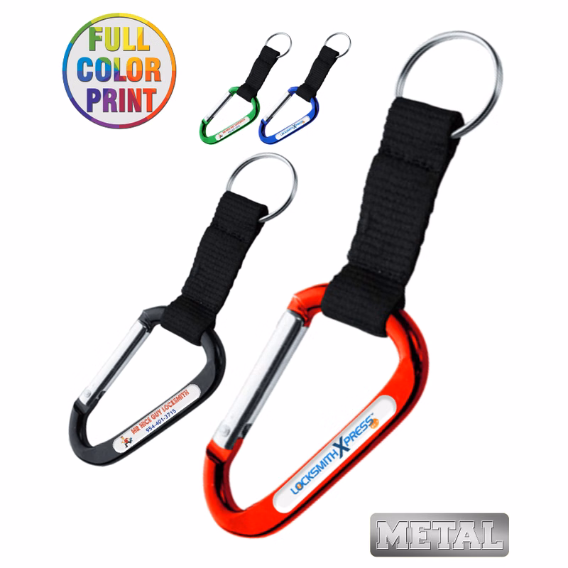 Carabiner Keychain w/Strap - Full Color
