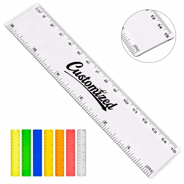 Custom 6 Inch Dual Scale Plastic Ruler — School & Office Supply Promotional Tool