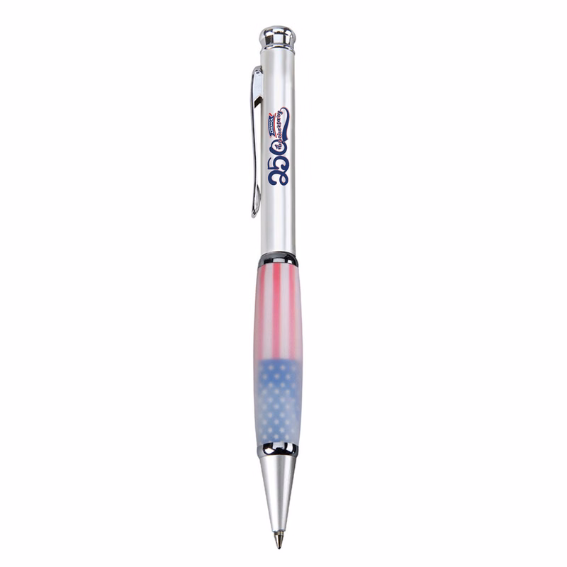 Boreas-I US Flag Frosted White Metal Pen, Ballpoint pen (Cross Style Refill)