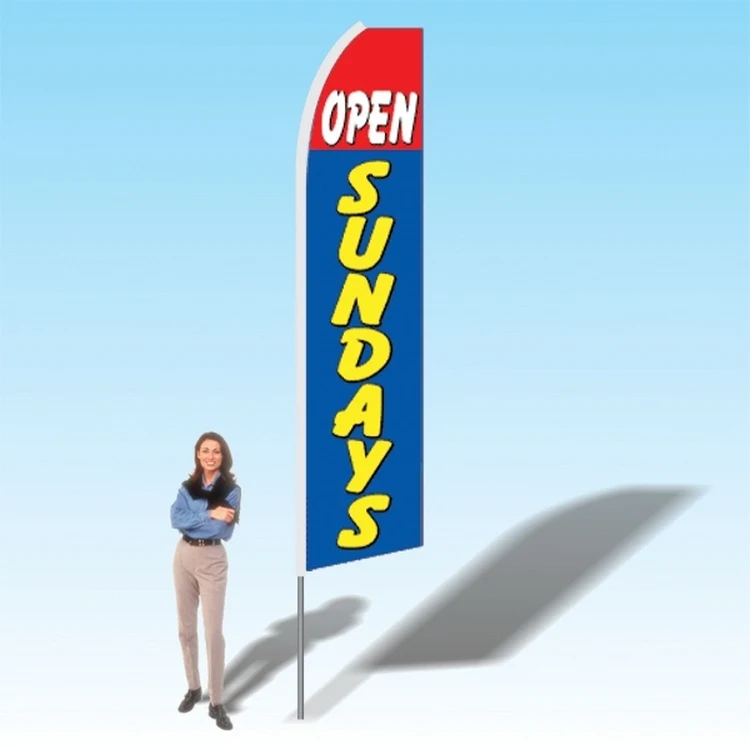 15FT Open Sundays Red Blue Advertising Banner Flag 1