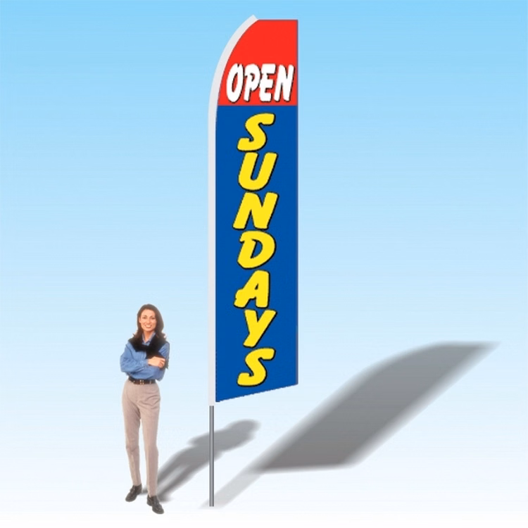 15FT Open Sundays Red Blue Advertising Banner Flag