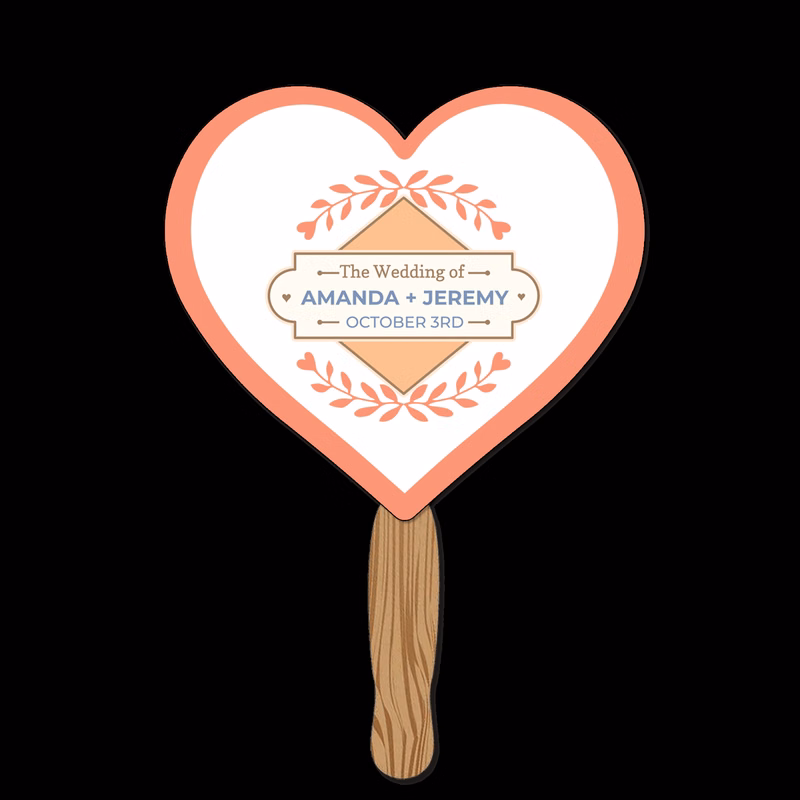 Hand Held Paper Fan - Heart