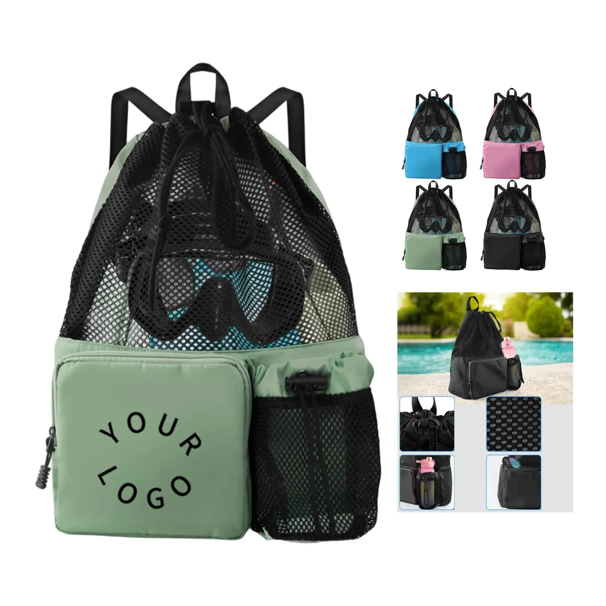Drawstring Backpack with Wide Shoulder Straps 1