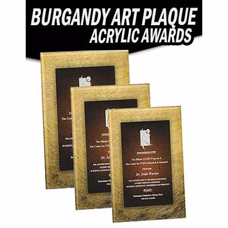 Acrylic 6.5x8.5" Gold/Burgundy design with Easel s