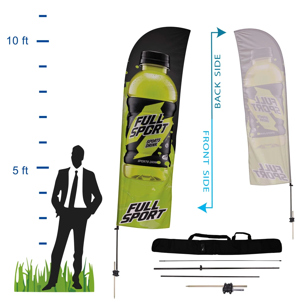 10.5 ft. Straight Advertising Flag Kit 3 (Single Sided) 1