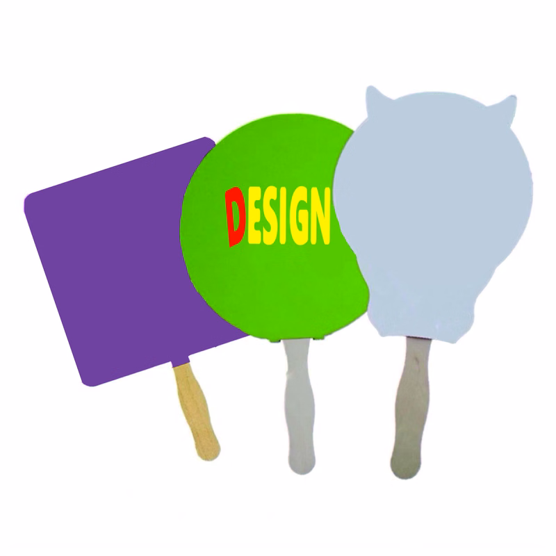 Durable Paper Fan With Wooden Handle Full Color