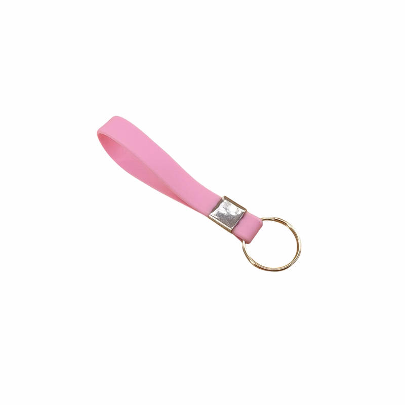 Silicone Loop Wrist Keychain With Metal Crimp