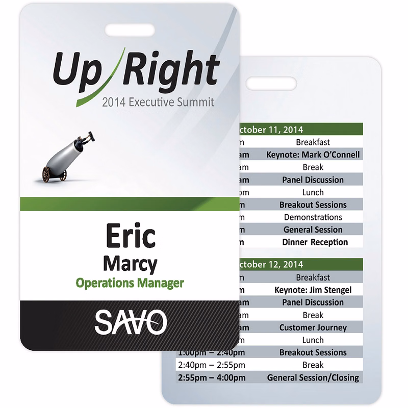 Memphis Plastic Event Name Badge: 2-1/8" x 3-3/8" Vertical