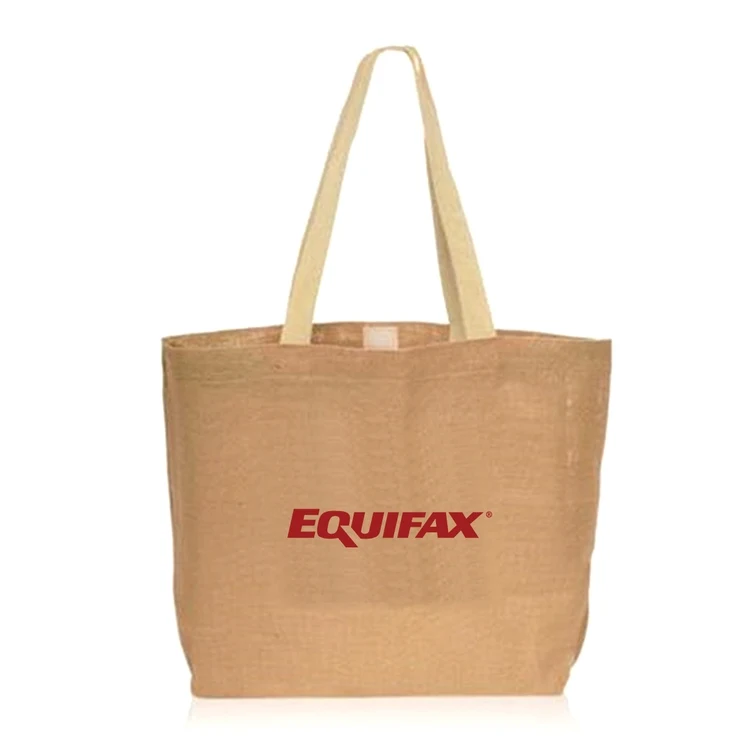 Non-Laminated Jute Tote Bag with Cotton Handle, custom tote bag with logo imprint 1
